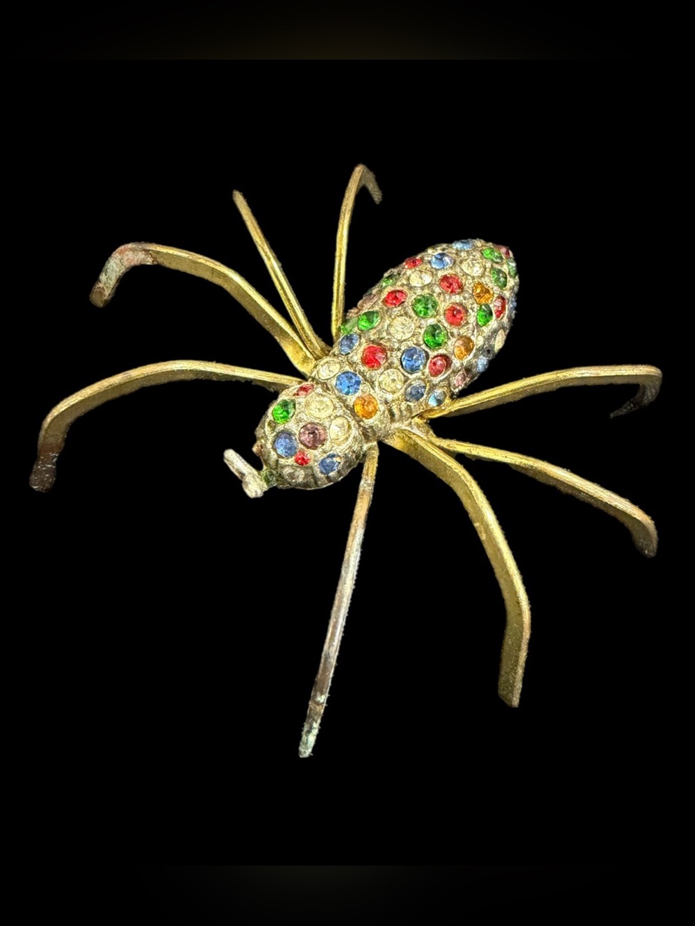 Vintage Art Deco Adolph Katz Jeweled Large Spider Pin Insect Brooch 1930s